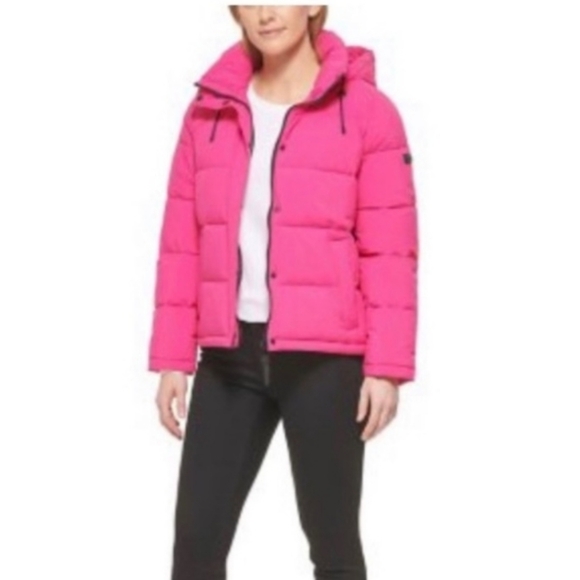 Calvin Klein Vibrant Pink Puffer Jacket - Picture 3 of 14